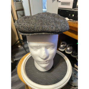 Men's Adams Row Newsboy Cap Hat Size S Gray Brown Wool
